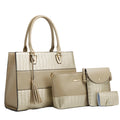 Wholesale Luxury Ladies Tote Handbags Contact PU Leather 4pcs Purse Hand Bag Set Zipper Closure Polyester Lining Tassel