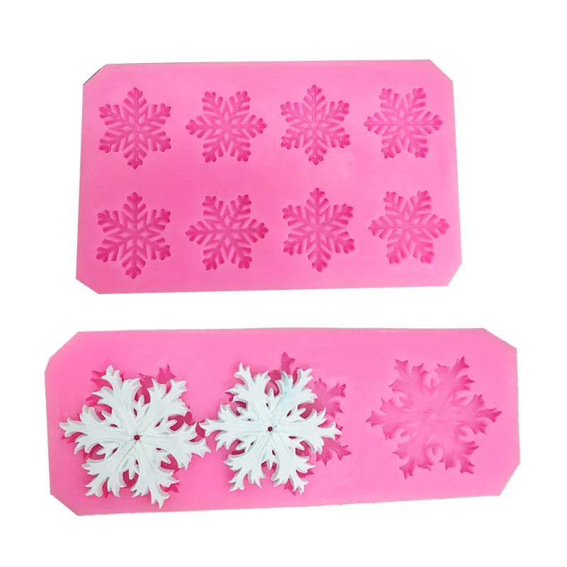 HY 3D Snowflake Winter Frozen Party Cupcake Topper Decorating Tools Christmas Silicone Fondant Mold