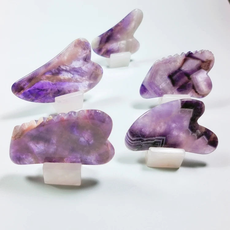 HY Jade Gua Sha Stone Guasha Board Custom Massage Scraping Therapy Tool for Face Amethyst Gua Sha Holder