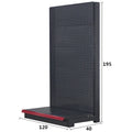 Metallic Heavy Duty Single-Side Gondola Display Stand Supermarket Rack Shelf with Hooks Solid Shelf Freestanding