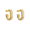 18K Gold Plated Luxury Crystal Pave Hoop Earring Stainless Steel Jewelry