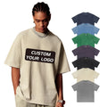 New 310G Cotton Washed Curly Wax Dyed Distressed Short Sleeve Tshirt Retro Distressed Loose Short Sleeve Plain T-shirt Bulk