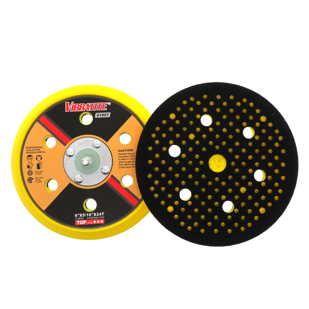 Multi-holes 6Inch 168 Holes Sanding Disc Backing Pad 5/16"-24 Thread Hook and Loop Backup Plate for Sander Polishing Metal Wood