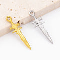 Custom Made Stainless Steel 18K Gold Plated Hard Sword Pendant Retro Small Charm for Men's Necklace Jewelry