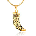 Punk Gothic Style Non-mainstream Accessories Vintage Horn Rhinoceros Horn Ivory Stainless Steel Necklace Bull Horn Pendants