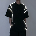 Wholesale 100% Cotton Blank Round Neck Boys Tee Shirts Oversized Drop Shoulder  Reflective Stripe Men T Shirts