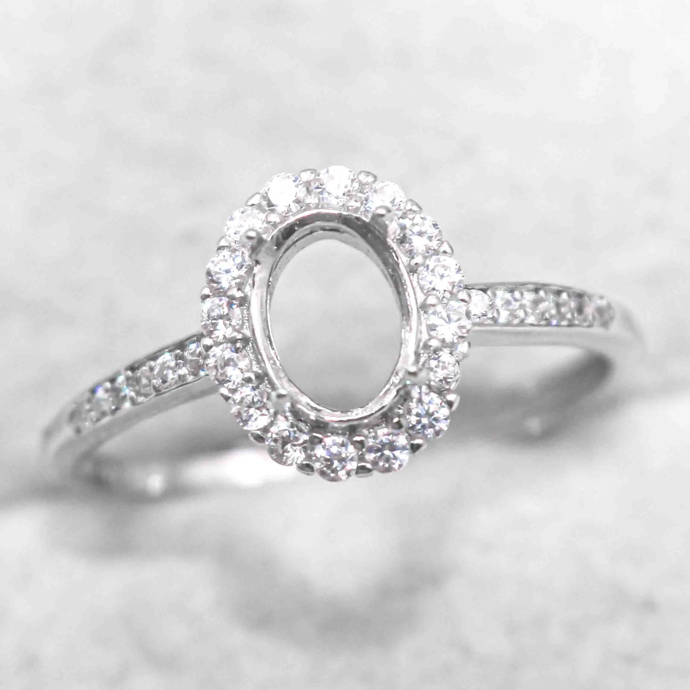 Sterling Silver 5*7/6*8/7*9/8*10/9*11/10*12mm Semi Mount Ring Frame Empty Blank S925 Setting Without Center Stone for DIY Inlay