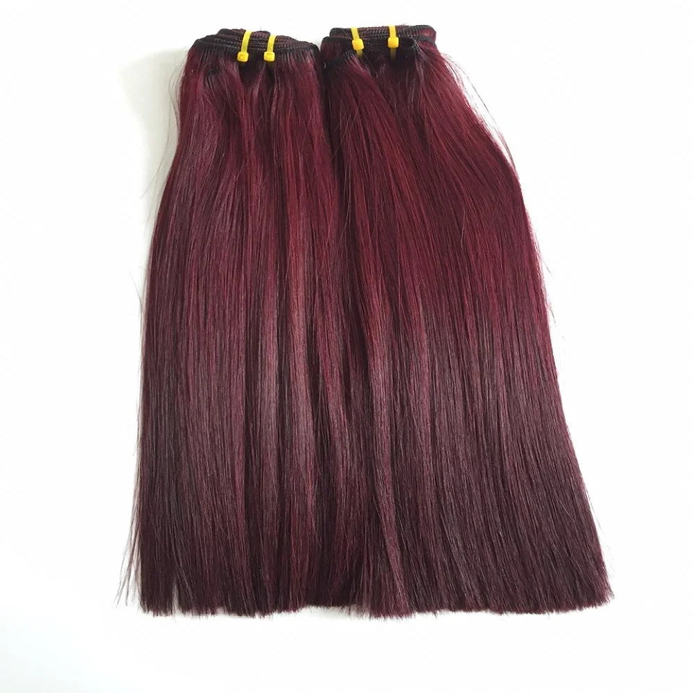 12A Grade Best Quality Raw Cuticle Aligned Hair Bundles 99J Color Vendors Vietnam Hair Double Drawn Human Hair Bone Straight