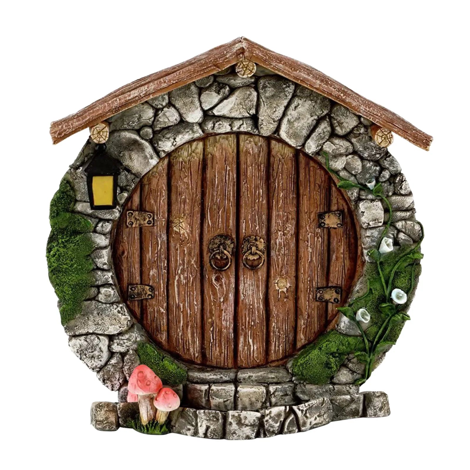 Eco-Friendly Wooden Ornaments AMA02 Fairy Tale Gate Courtyard and Tree Decoration for Garden Wall Hanging