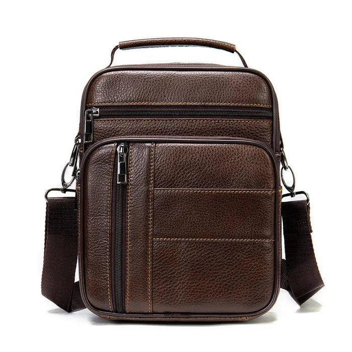 Customized Brown Soft Messenger Bag Crossbody Genuine Leather Shoulder Bag for Men
