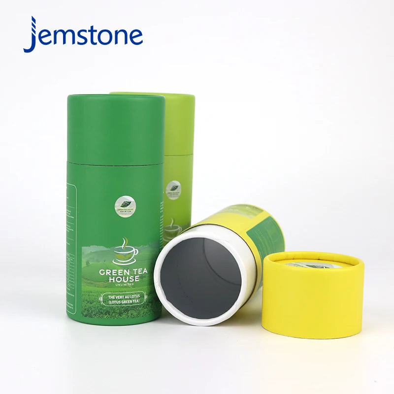 Luxury Kraft Cardboard Box Cylinder Packaging Custom Food Grade Coffee Bean Tea Leaf Tea Bag  Push up Paper Tube