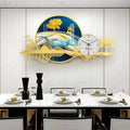 Creative Luxury Orange Leaf Wall Art Clock Big Silent Metal Single Face Needle Display Traditional Design Iron for Home Decor