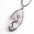 HY Natural Amethyst Reiki Chakra Tree of Life clear quartz Wire Wrapped Healing Crystal Pendant Necklace Folk Crafts