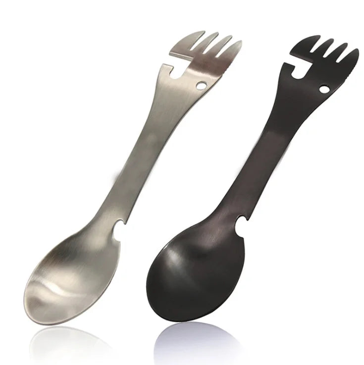 5 in 1 Stainless Steel 304 Multi-Functional Flatware Camping Utensil Spork Knife Spoon Fork Bottle Can Opener for Business Gifts