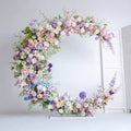 Hall Birthday Decoration Sets Party Event Items Fake Flowers Pink Roses Artificial Flowers Centerpieces Moon Arch Frame Backdrop