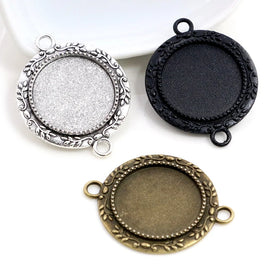 20mm Inner Size Antique Silver Plated Bronze Black Classic Cabochon Base Setting Charms Pendant Blank Trays