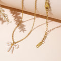 Go2boho New Jewelry White Imitation Pearl Bow Charm Gold Colored Stainless Steel  Beaded Necklace for Women Gift Friendship