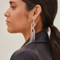 Trendy Sparkle Alphabet Dangle Drop Statement Earrings Party Jewelry Crystal Long Tassel Inital Earrings for Women