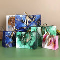Happy Time Marble Texture Gift Paper Bag With Ribbon Closure Accept Custom LOGO