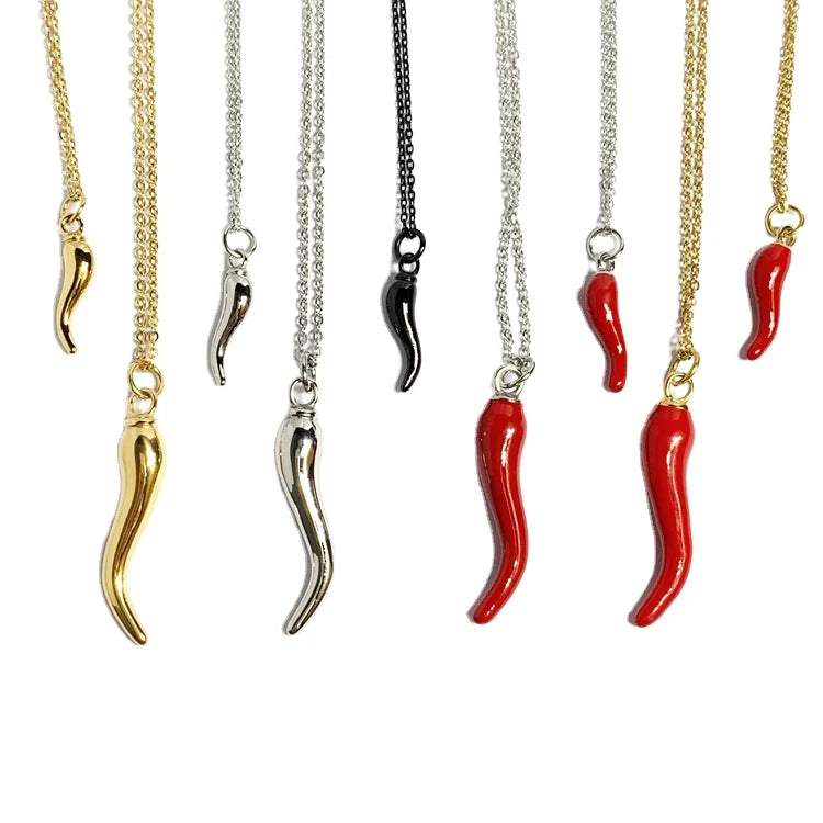 Wholesale Unique Rainbow Chili Pendant Jewelry Custom Enamel Red Pepper Dangle Charms Necklace for Women