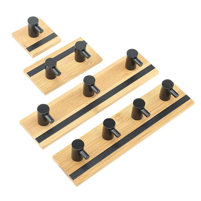 Bath Towel Hook 3 Wall Heavy Duty Adhesive Organizador Hanging Mounted Self Bamboo Bathroom Shelf With Towel Hooks