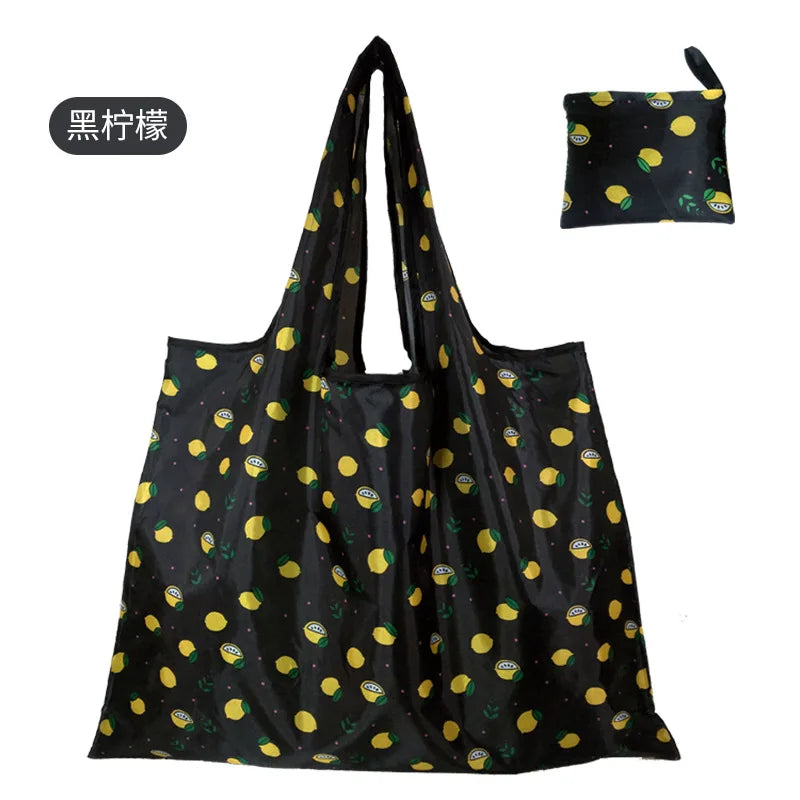 Big Size 210D Oxford Large Foldable Tote ECO Reusable Polyester Portable Shoulder Women's Handbags Folding Pouch Shopping Bag