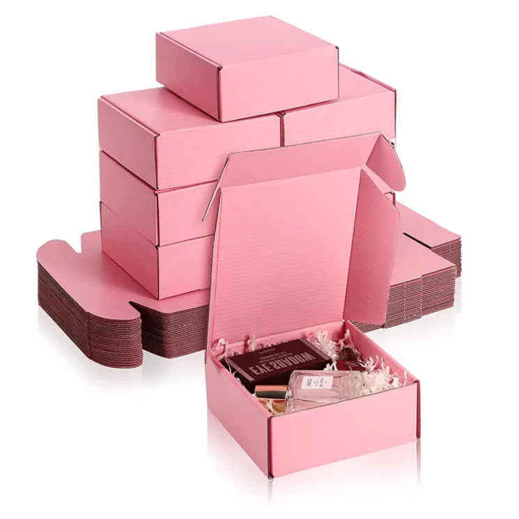 Top Grade Corrugated Custom Logo Pink Design Cardboard Packing Gift Box Luxury