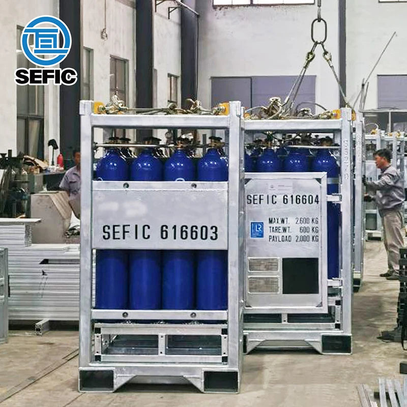 For 50L Industrial Gas Cylinder 4x4 Units 16 Cylinder Rack DNV 2.7-1 Offshore Gas Cylinder Rack Bundle