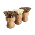 Natural Beech Wood Bamboo Round Sisal Bristle Eco-Friendly Handheld Pot Brush Kitchen Accessories for Dish and Pan Cleaning