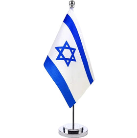 High Quality Israeli Table Flag Desk Flag of Israel With Stainless Steel Stand Base Desktop Flags