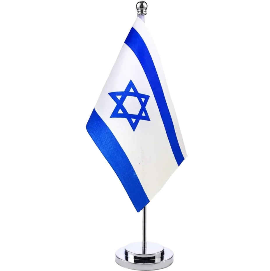 High Quality Israeli Table Flag Desk Flag of Israel With Stainless Steel Stand Base Desktop Flags