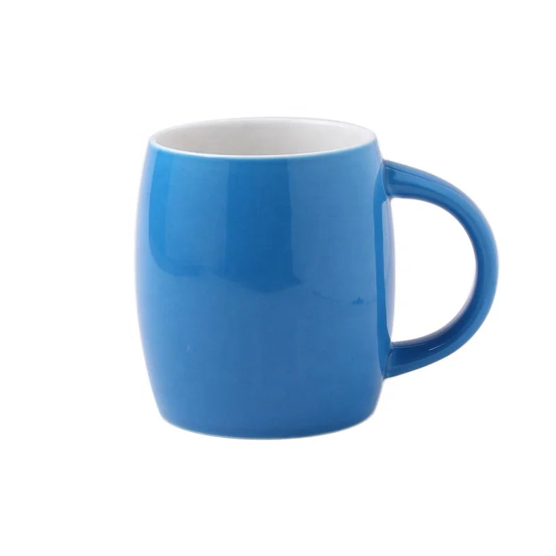 Customer Printing Custom logo Small Order Qty 400 ml Glossy Sky Blue Ceramic Porcelain Coffee Mug Cup