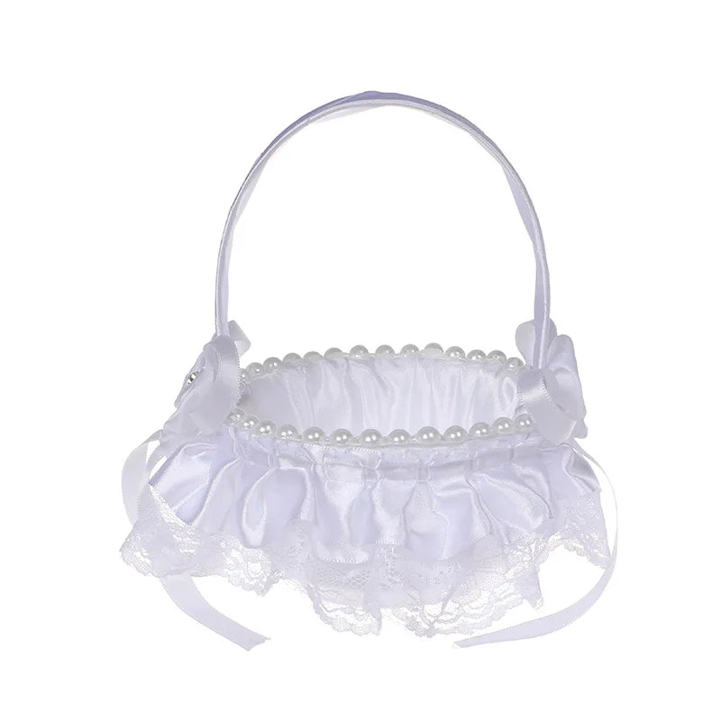 Wedding Flower Girl Basket Ivory White Petal Scattering Basket Wedding Decor Bridal Accessories Handheld Flower Petals Holder