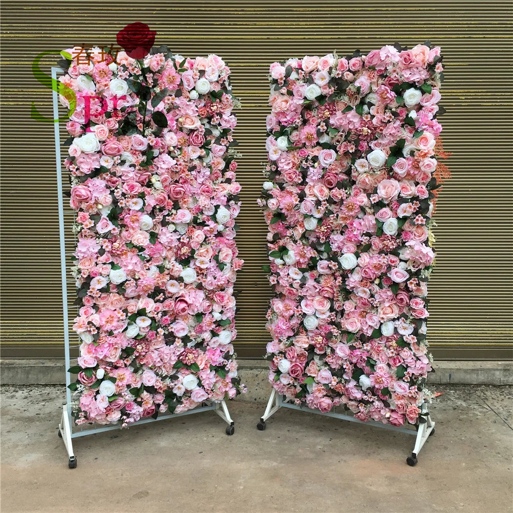 SPR Supplies Decorative Home Rose Peony Bouquet Silk Artificial Flower Wall Wedding Backdrop Custom Size Silk Cloth Panel