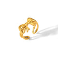 INS 18K Gold/Sliver Plated High Polish Stainless Steel Bow Knot Shaped Open Rings for Girls MegaBDM