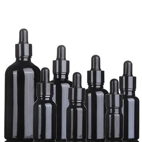 Hot Wholesale Stock 5ml-100ml Glass Essential Oil Black Dropper Bottle