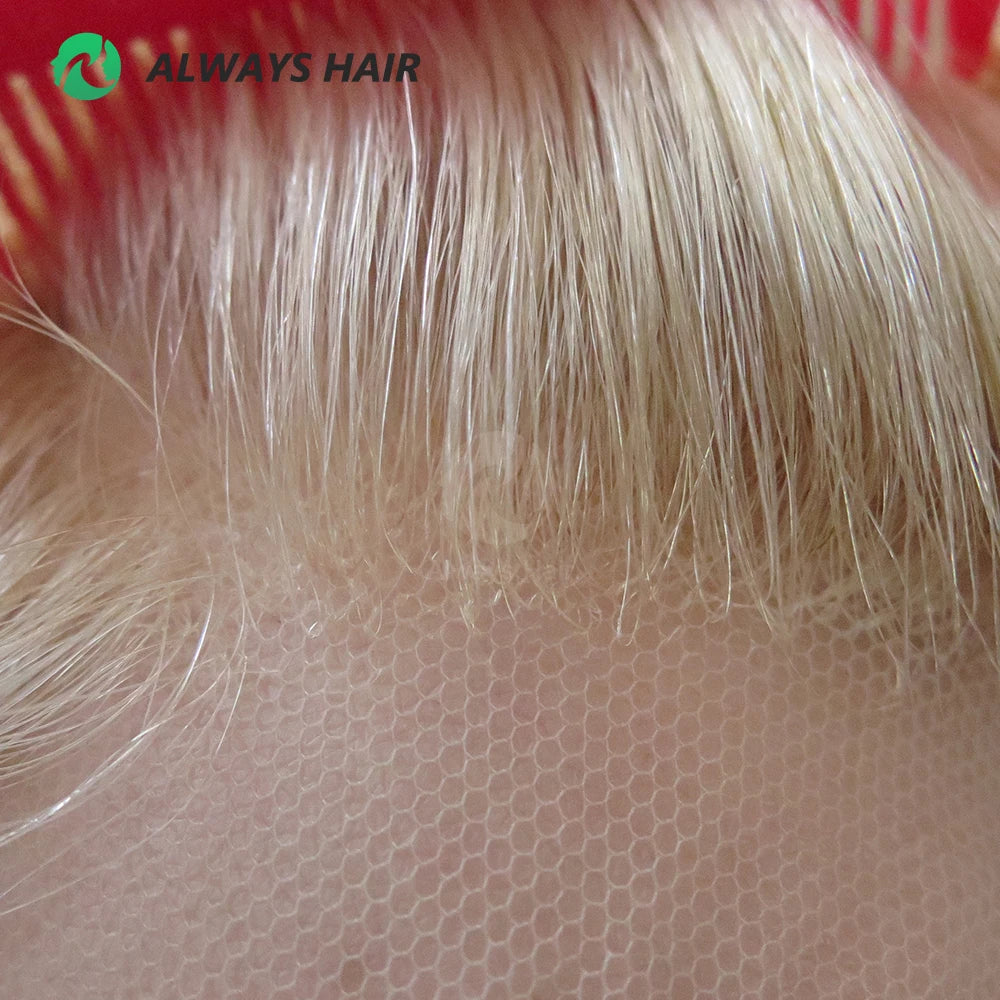 Alwayshair Full for Swiss Lace Man Wig Invisible Natural Indian Hair Unit Toupee #613