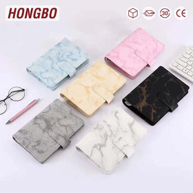6 Ready Colors A6 Marble Leather Hardcover 6 Ring Budget Book for Card Money Available for Zipper Cash Envelopes