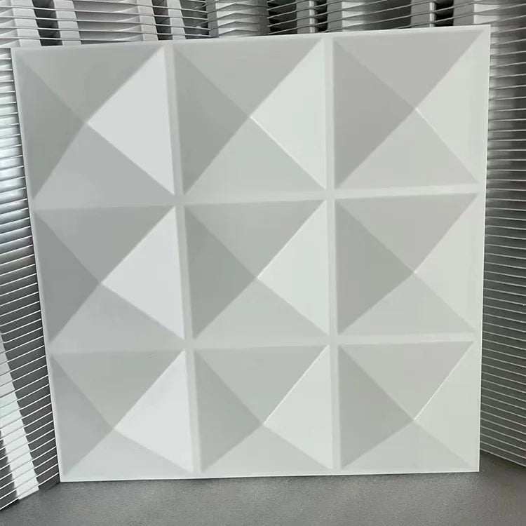 Low Price Bedroom Farmhouse Waterproof Eco-Friendly Interior Decorative Matte White Rhombic 3D PVC Wall Panels