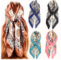 90x90cm Fashion Silk Vintage Printed Skin Friendly Custom Color Large Headband Scarf Bandanas for Women Casual Decorative