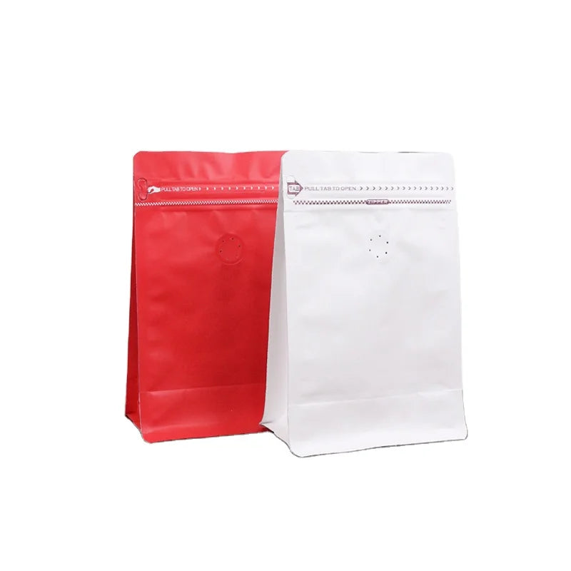 Wholesale Custom Printed Ziplock Aluminum Foil Food Tea Coffee Bean Square Bottom Box Pouch with Valve Flat Bottom Bag