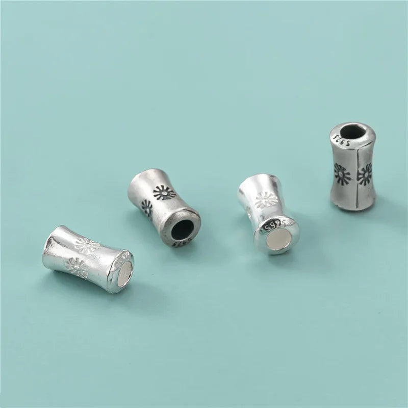9mm Unique 925 Sterling Silver Flower Patten Barrel Tube Spacer Beads for Jewelry Making Findings Components