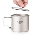 Titanium Cup 550ml Ultralight Outdoor Mug with Foldable Handle Boiling Water Safe Camping Cookware & Accessories