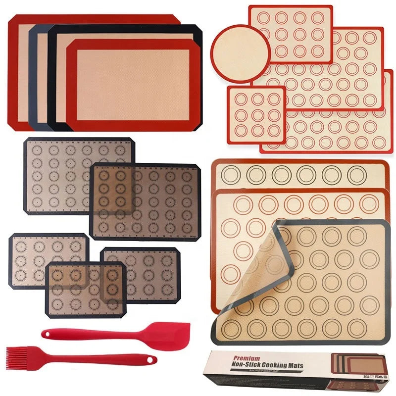 AK Macaron Non-Stick Silicone Baking Mat Cookie Pad Rolling Dough Mat Baking Gadget Oven Sheet Cake Bakeware Pastry Kitchen Tool