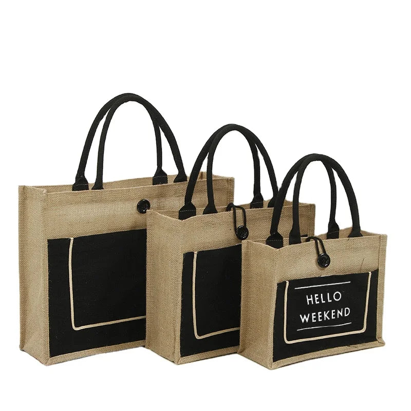 Custom Jute Shopping Bag Jute Bag Burlap Reusable Linen Shopping Tote Bags With Custom Logo for Advertising