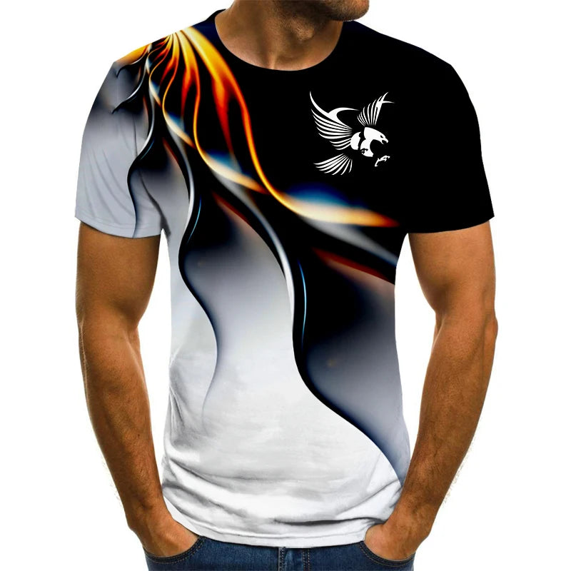 Fitspi Summer Fashion Men's 3d Print Eagle Short Sleeve T-shirt Outdoor Casual Street Style Breathable T-shirt 6xl Oversize