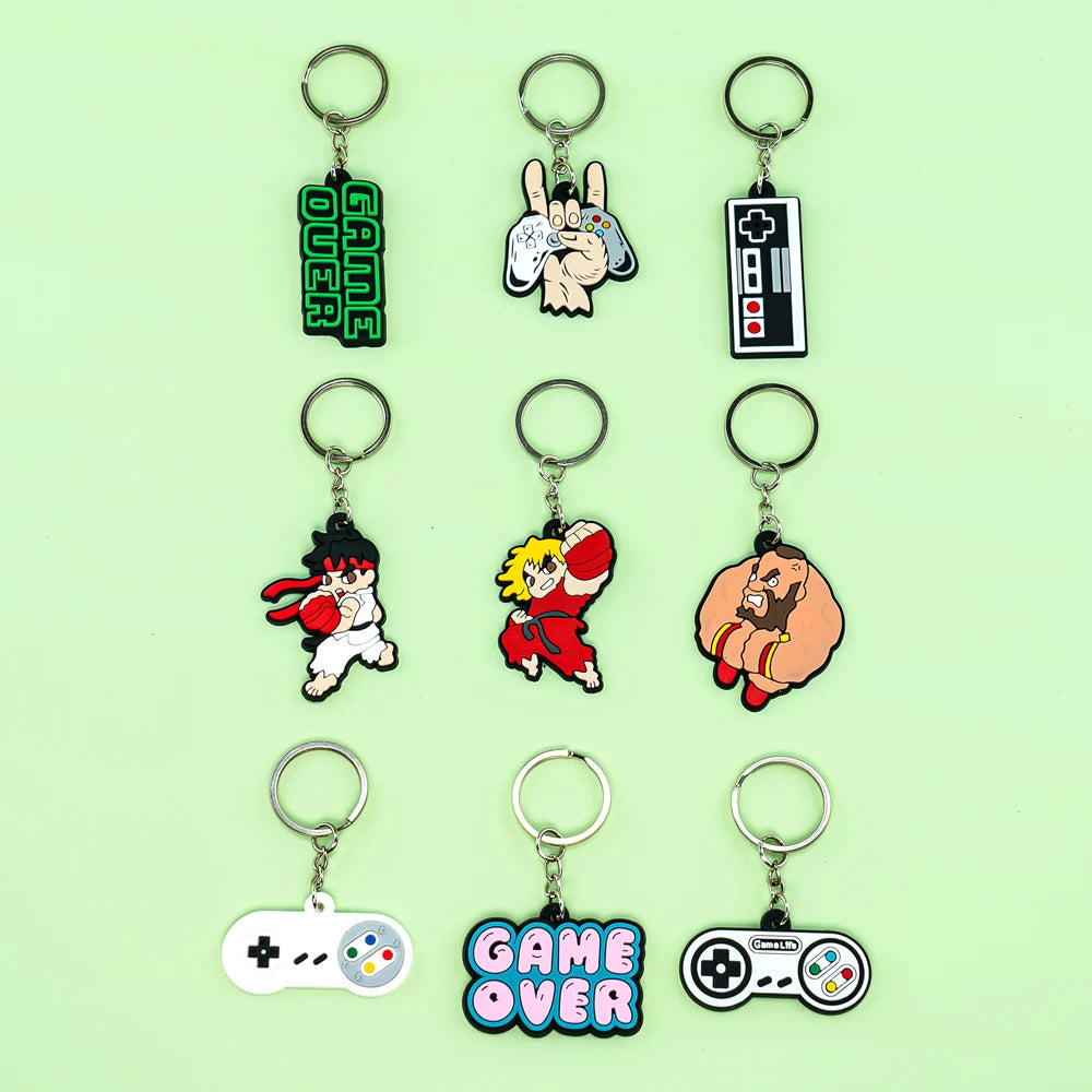 Promotional 2D Soft Rubber Gamepad Keychain Cute Anime Cartoon Rubber Key Rings for Fans and Gamers Custom Keychain Design