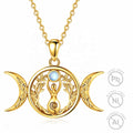 Niche Style 925 Sterling Silver Triple Moon Goddess Pendant Necklace for Women's Wedding Party Anniversary Jewelry Moonstone