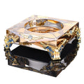 Exquisite Light Luxury Hotel Office Home Customized Logo Golden Black Clear Square Crystal Glass Cigar Ashtray