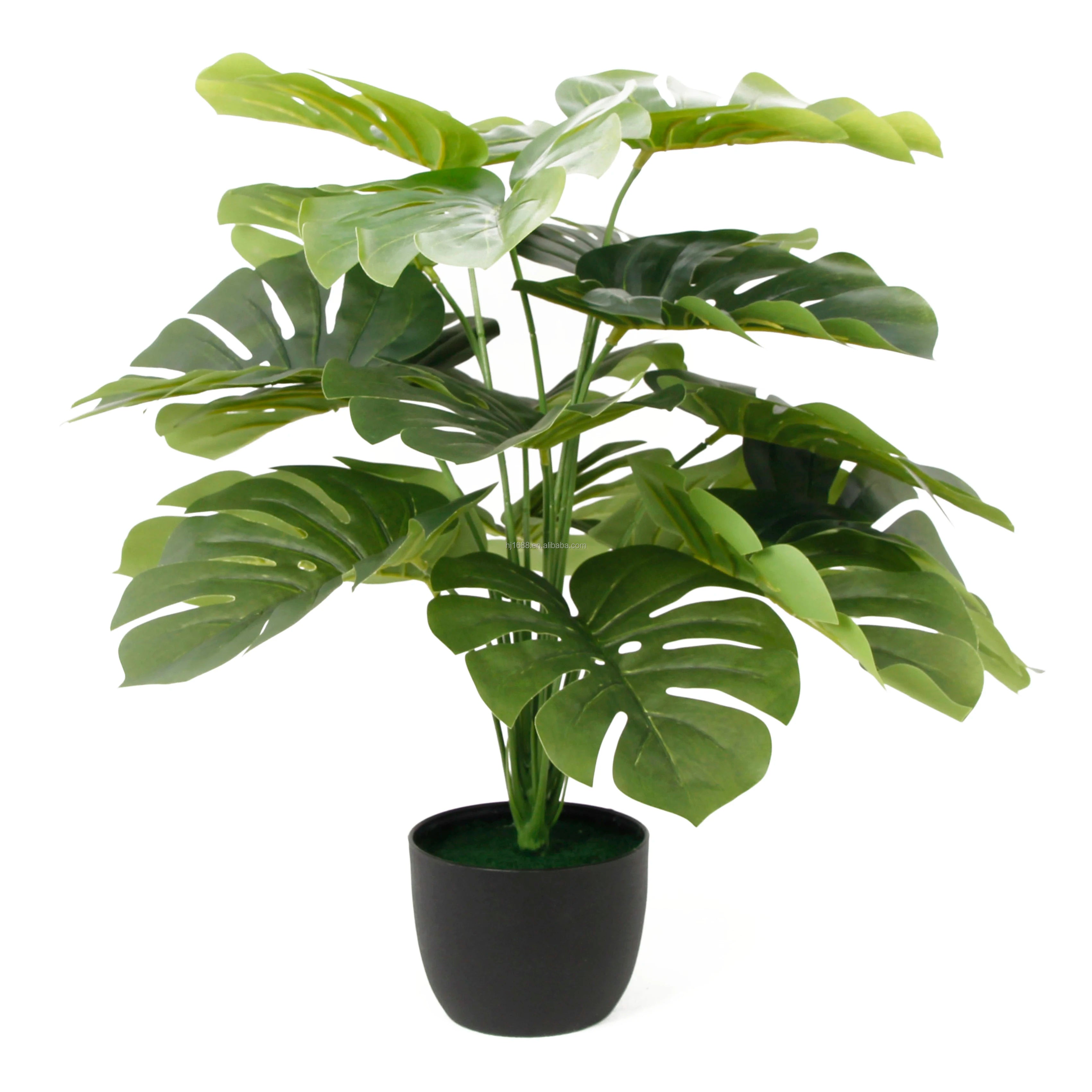 Factory Direct Sales Lifelike Plastic Large Leaf Artificial Monstera Plant Faux Tropical Plants in Pot for Interior Decoration